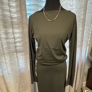 Susana Monaco Dark Green Long Sleeve Shirt and Skirt Maxi beautiful